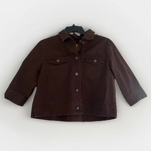 Vtg 90s Y2K Brown Cropped Denim Jacket
